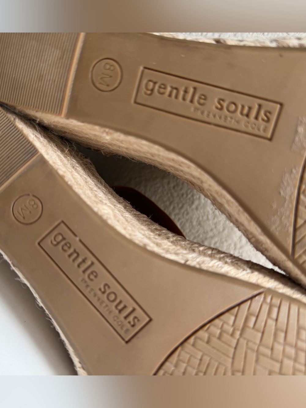 Gentle Souls~By Kenneth Cole~Cork & Wide Elastic~Espadrille~Wedge~Sandal~Size 8 - Picture 10 of 12